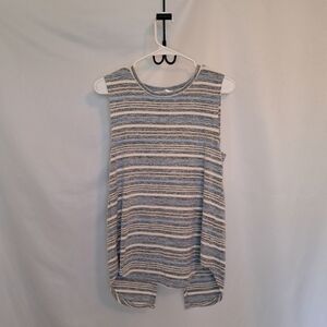 RD Style Gray Blue White Stripe Sleeveless Sweater Size Med #118
